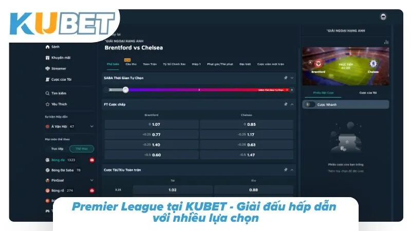 Các trận đấu Premier League được cập nhật tại KUBET
