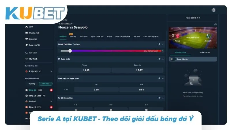 Các trận cầu Serie A cực hấp dẫn tại nhà cái KUBET