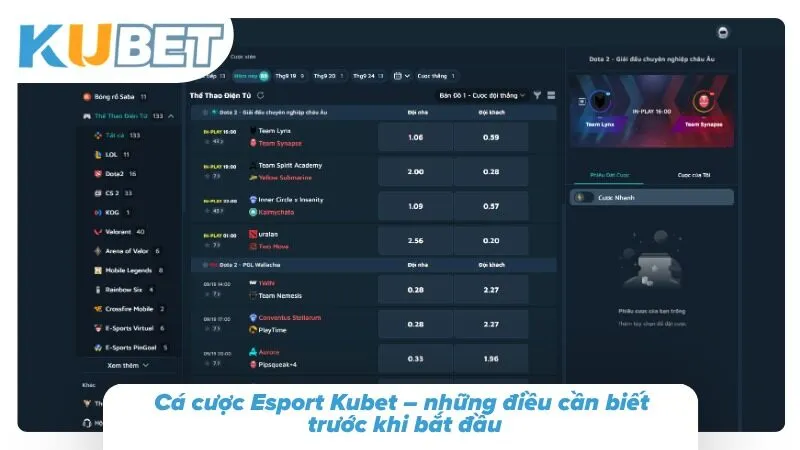 Cá Cược Esport Kubet – Cược Thể Thao Điện Tử LOL, Dota 2, CS2 Tìm hiểu sơ lược về cược uy tín tại Kubet