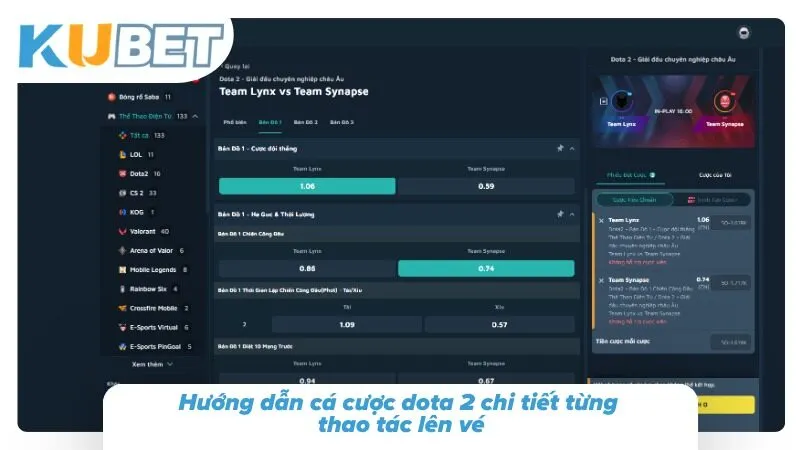 Cá Cược Esport Kubet – Cược Thể Thao Điện Tử LOL, Dota 2, CS2 Cách cược Dota 2 chi tiết qua từng bước