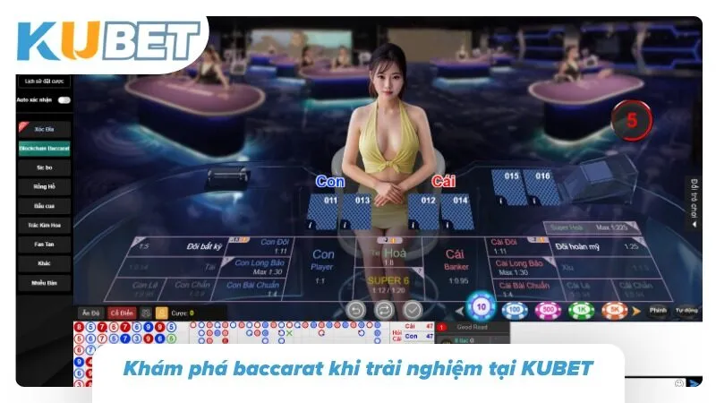 Bàn baccarat trực tiếp cùng các cửa cược tại sảnh