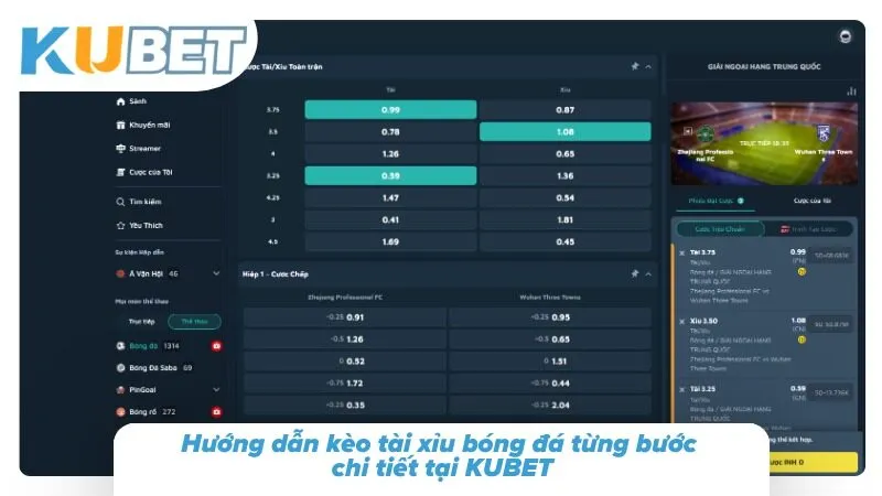 Quy trình chọn trận và kiểm tra kèo tài xỉu trên KUBET