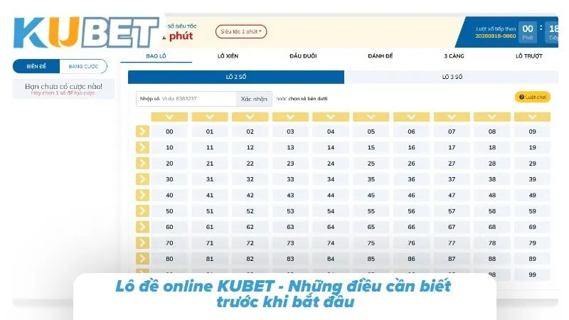 Lô Đề Online KUBET - Cách Chơi Lô Đề Tỷ Lệ 1 Ăn 99.5 Khám phá những điều cơ bản cần biết khi tham gia