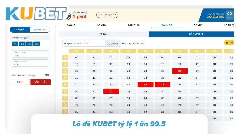 Lô Đề Online KUBET - Cách Chơi Lô Đề Tỷ Lệ 1 Ăn 99.5 Khám phá mức lợi nhuận vô cùng hấp dẫn mỗi ngày